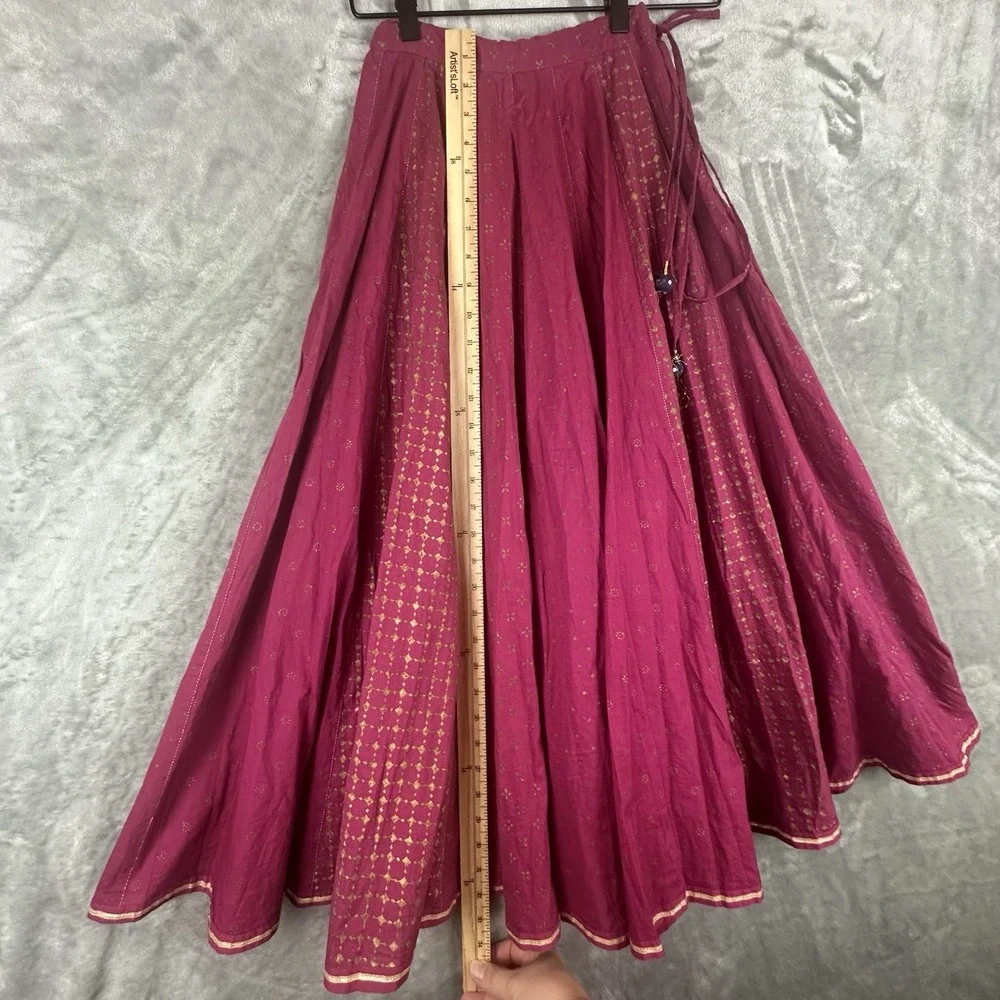 Fabindia Maxi Skirt Girls 8-10 Magenta Pink Gold Indian  Ethnic
